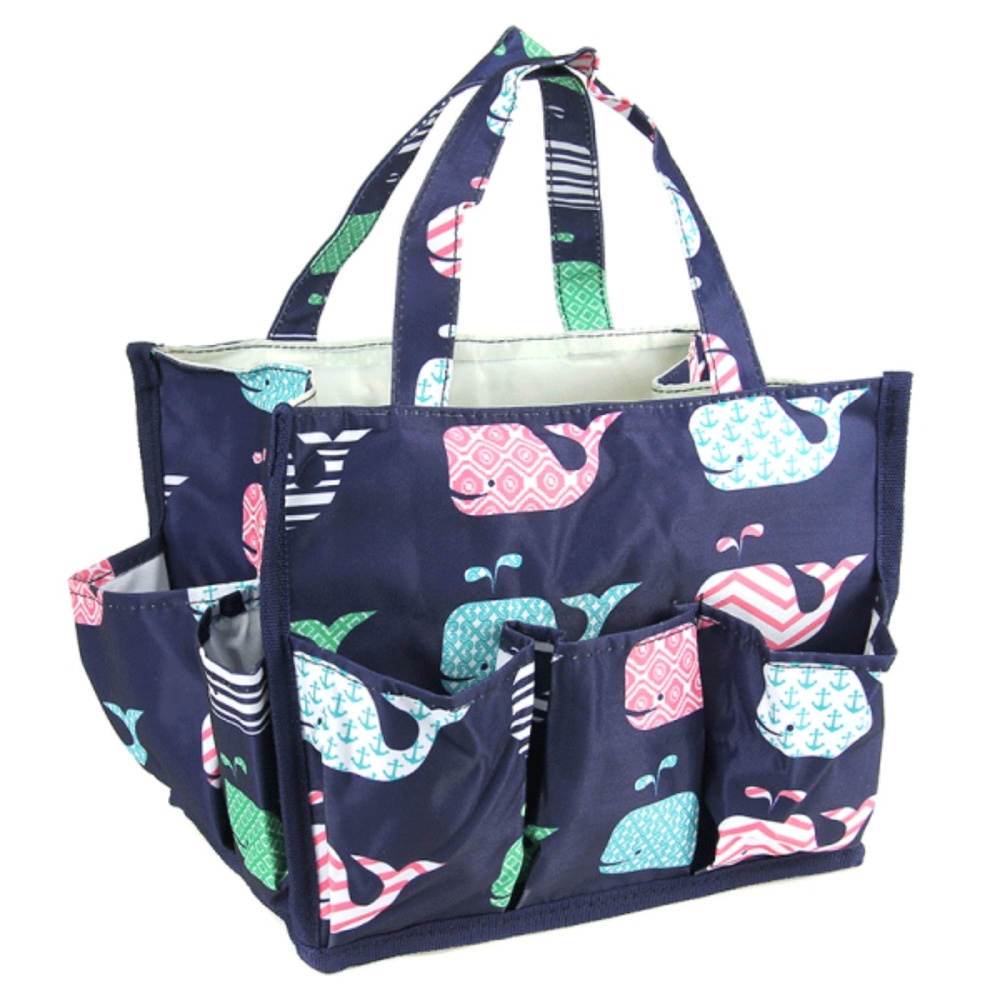 Small Organizer Utility Tote Bag Whale Navy Blue